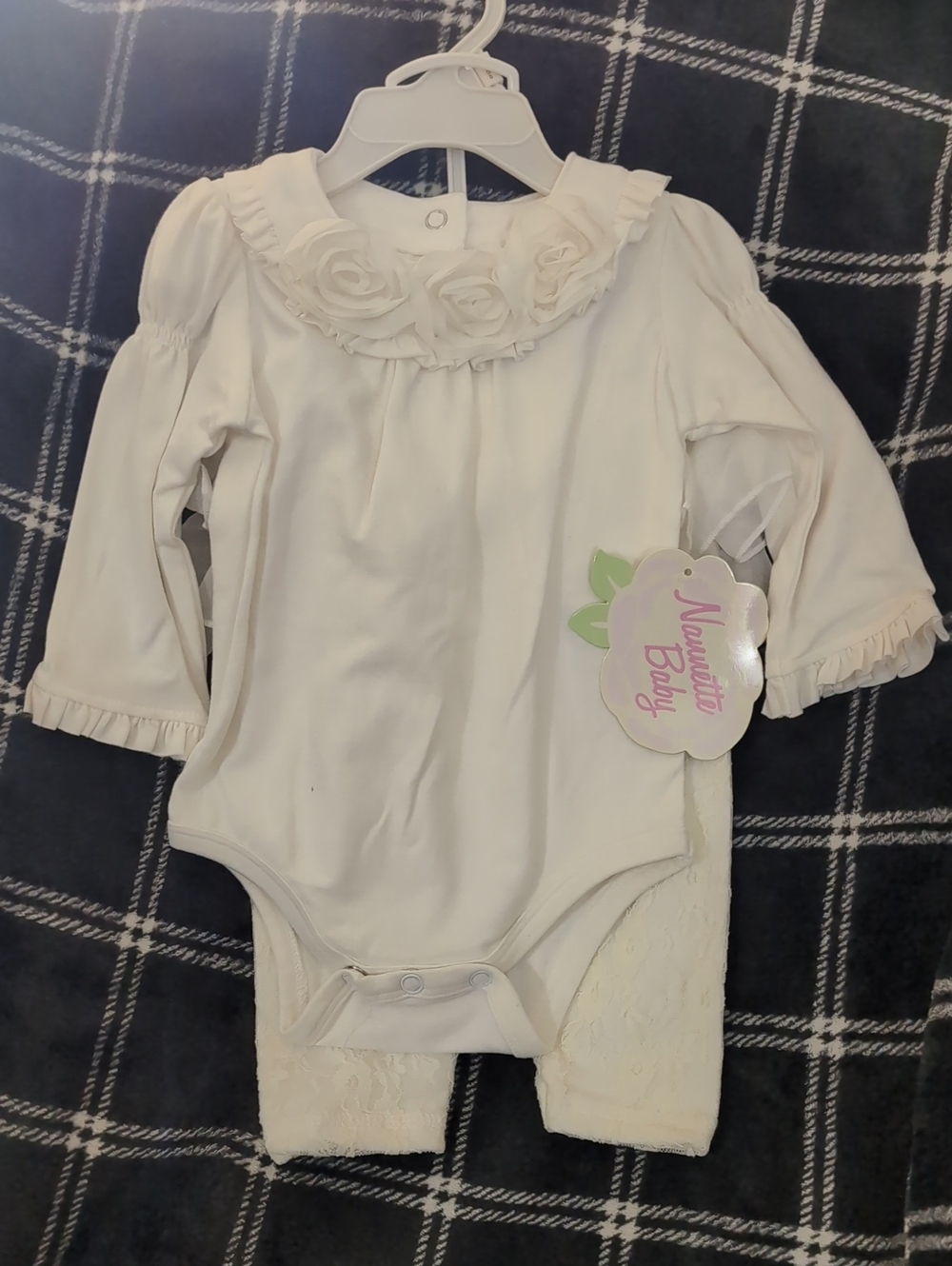 Two Piece Nanette Baby Cream With Ruffles And Lace Set